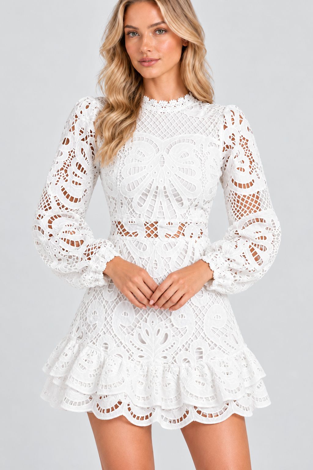 Serafina® | Elegant Long-Sleeved Lace Mini Dress
