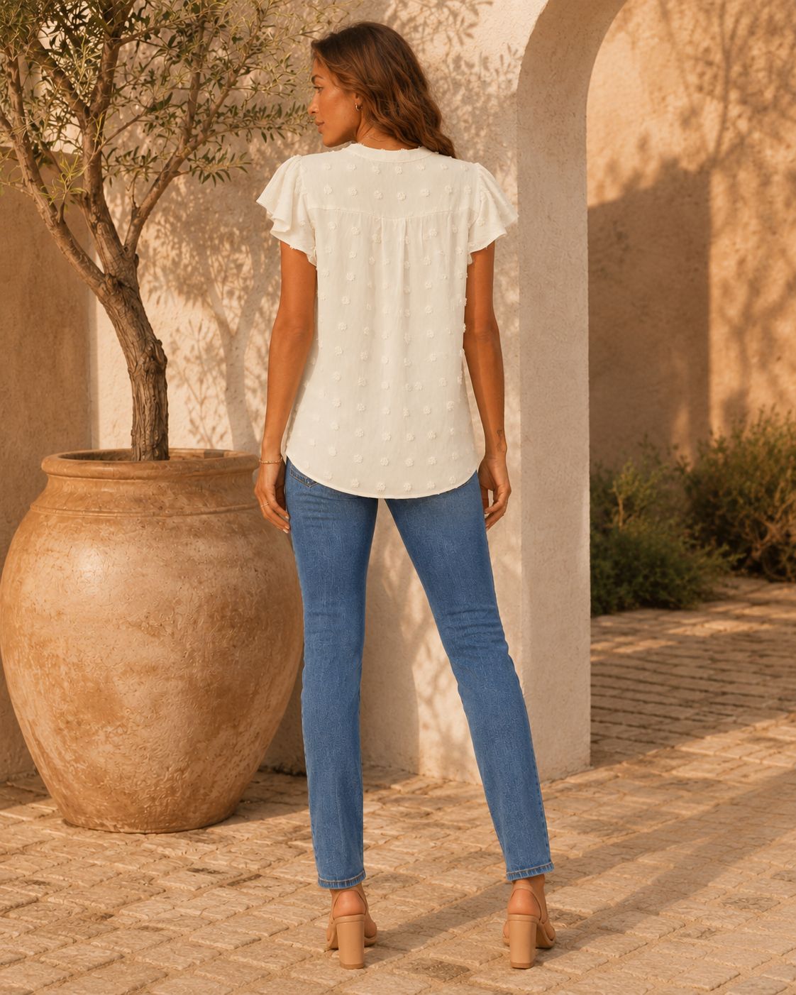 Eliana Dot Flowy Shirt Top
