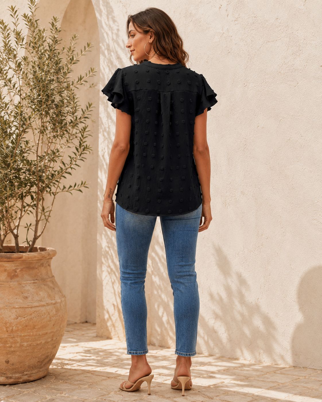 Eliana Dot Flowy Shirt Top