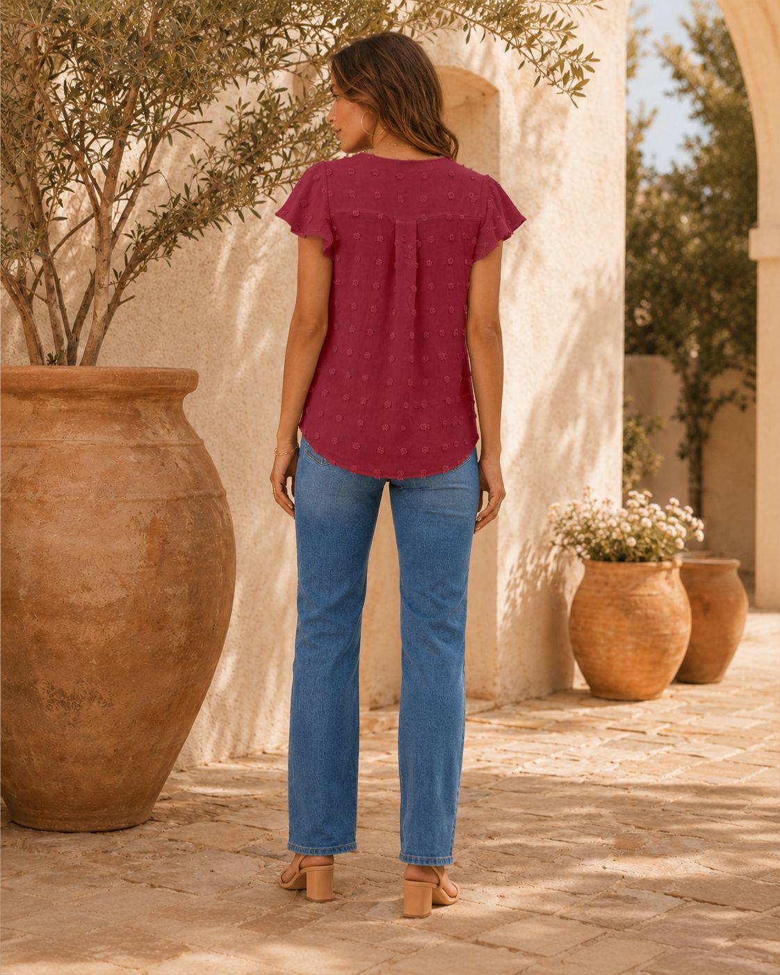 Eliana Dot Flowy Shirt Top