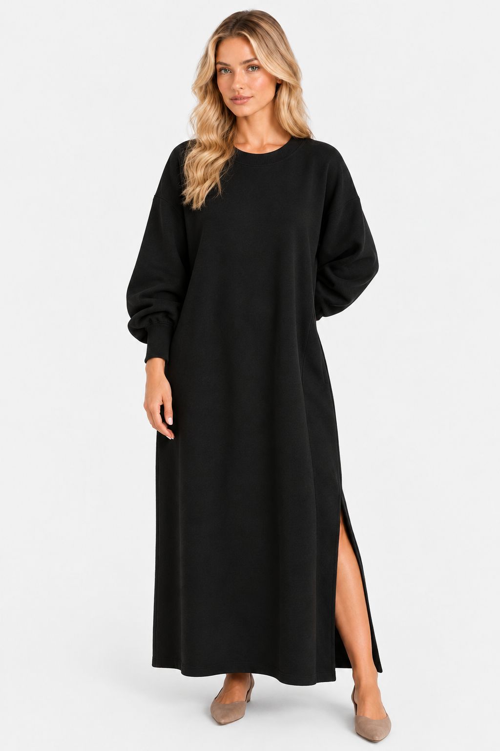Freya® | Crew-Neck Sweatshirt Dress with Side Slit