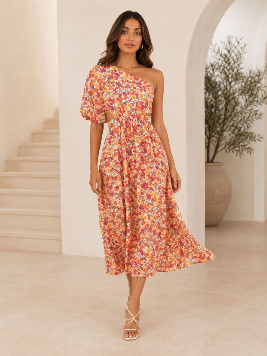 Isla One-Shoulder Floral Maxi Dress