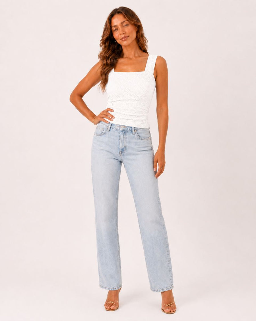 Isla Slim Fit Square Sleeveless Top — White