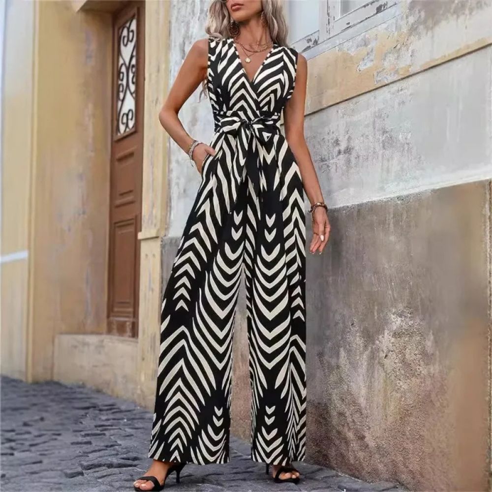 High Waist Lace-Up Wide Leg Jumpsuit