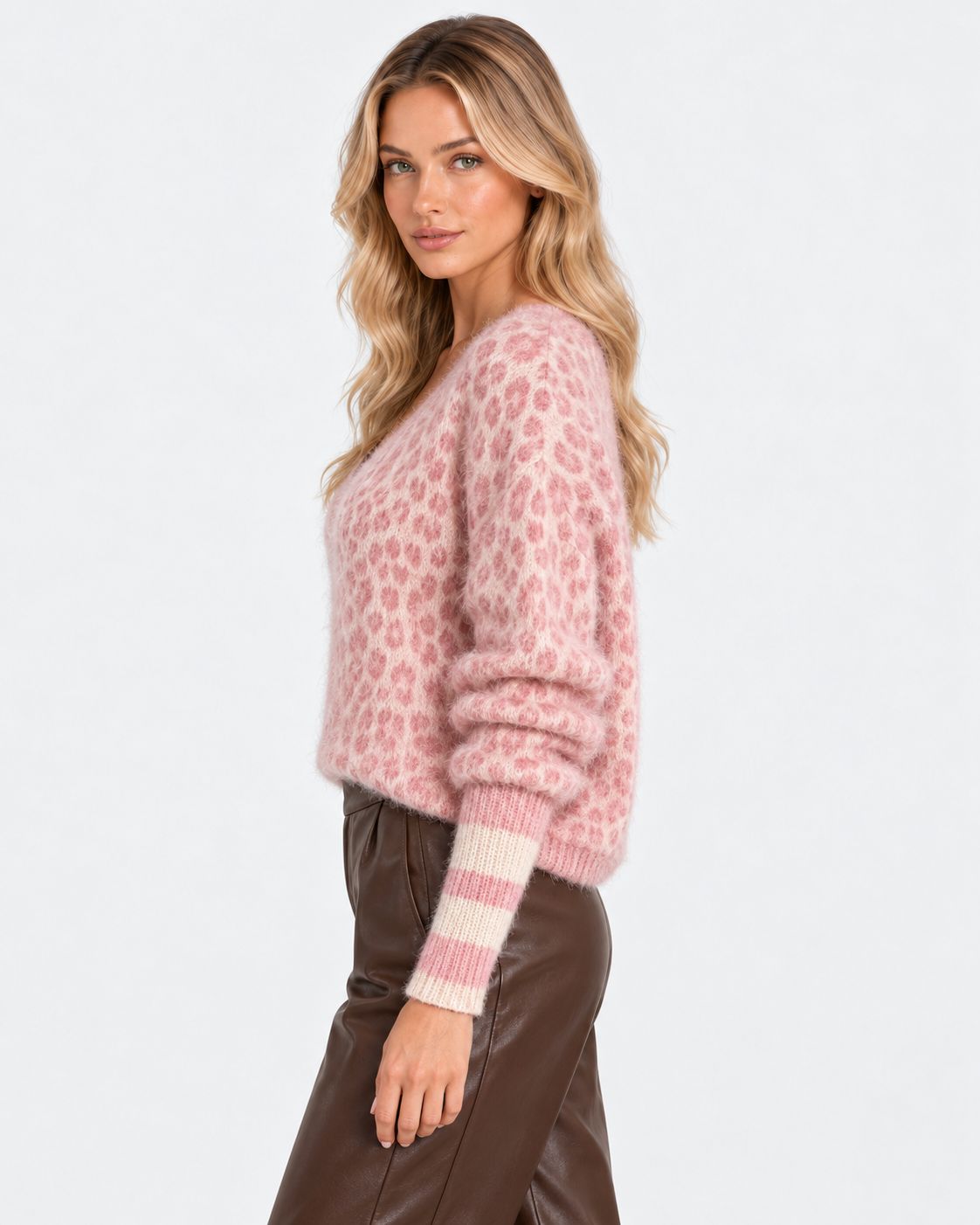 Sienna® | Leopard-Print Mohair V-Neck Sweater
