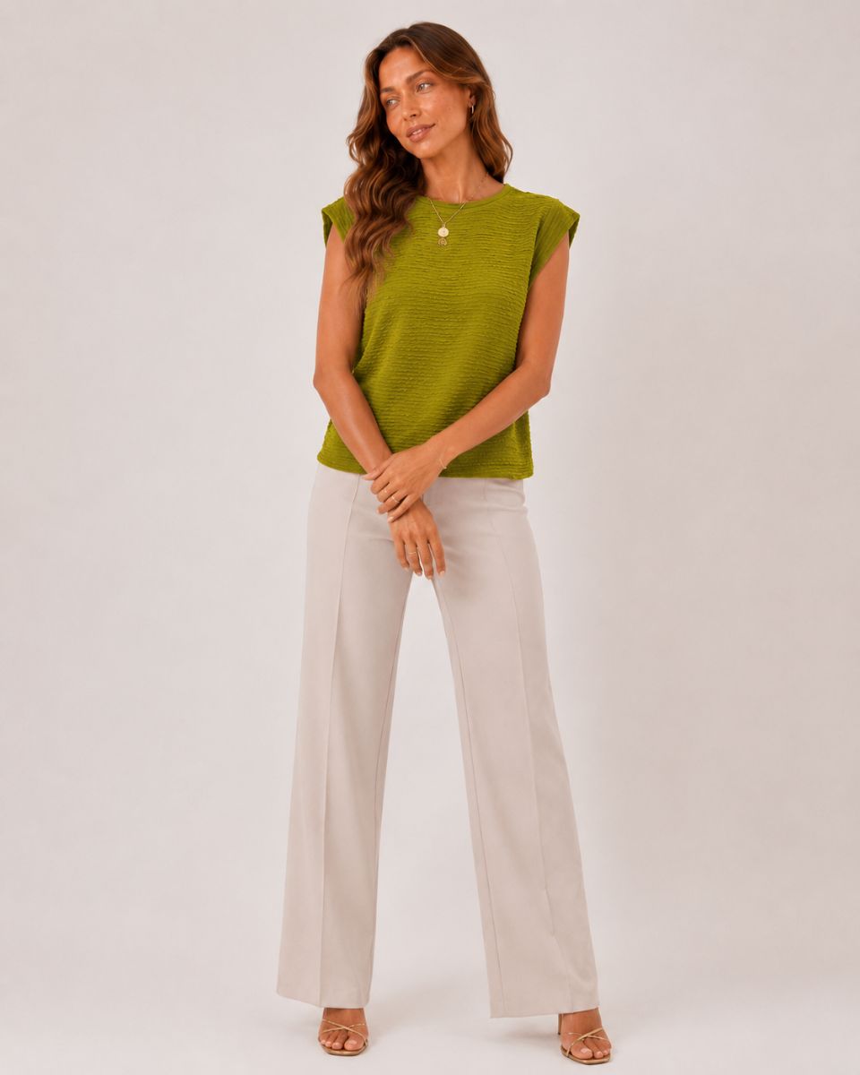 Margot Ins Pleated Round Neck Sleeveless Top