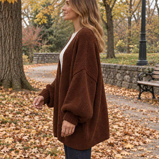 Maeve Open Oversized Lantern Sleeve Cardigan