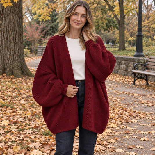 Maeve Open Oversized Lantern Sleeve Cardigan