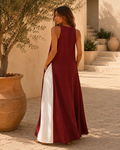 Mila Color Block Halter Maxi Dress