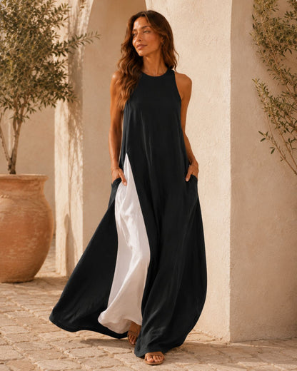 Mila Color Block Halter Maxi Dress