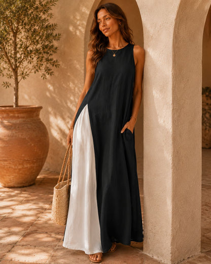 Mila Color Block Halter Maxi Dress