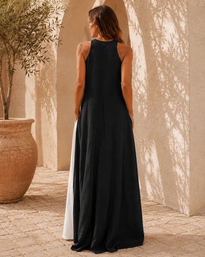 Mila Color Block Halter Maxi Dress