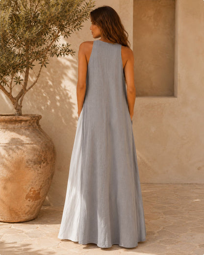 Mila Color Block Halter Maxi Dress