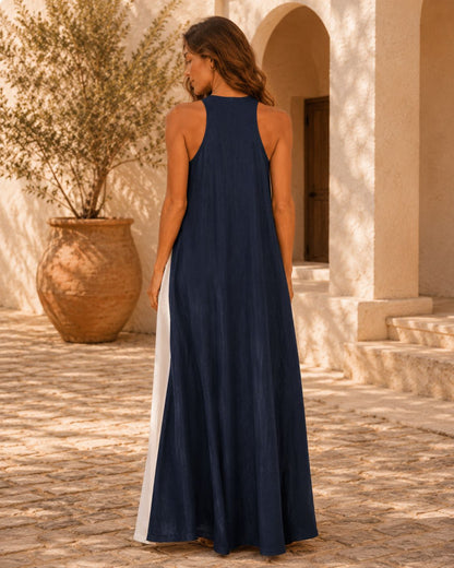 Mila Color Block Halter Maxi Dress