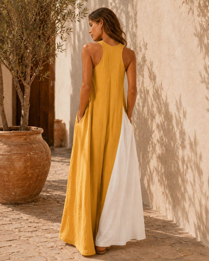 Mila Color Block Halter Maxi Dress
