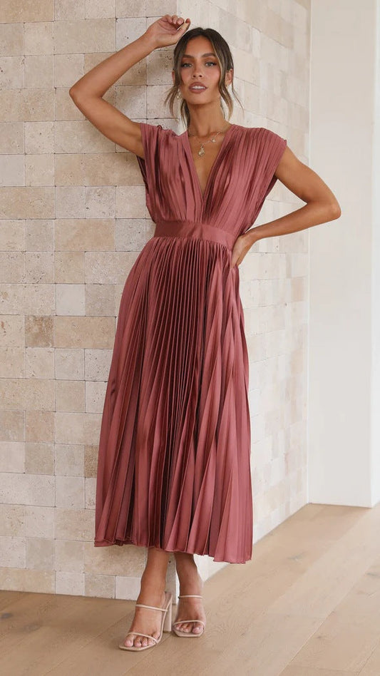 Olivia® | Long Dress With Deep V-Neckline And Bow On The Back