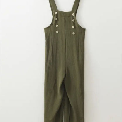 Isadora | Jungle Green Buttoned Straight Leg Overall