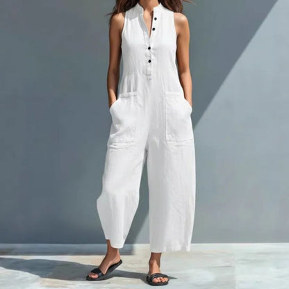 Clarissa | Casual V-Neck Buttons Trousers Women's Overall Pants