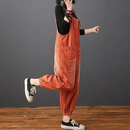 Alessandra | Corduroy Large Pocket Age Reduction Plus Size Overalls
