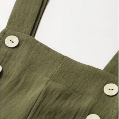 Isadora | Jungle Green Buttoned Straight Leg Overall