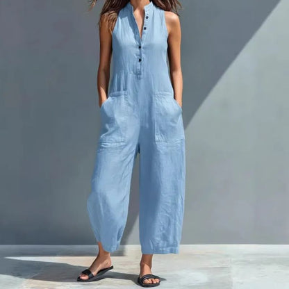 Clarissa | Casual V-Neck Buttons Trousers Women's Overall Pants