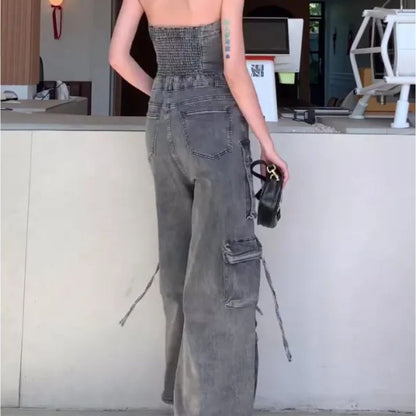 Tatiana | Tube Top Single-breasted Overall Jumpsuit