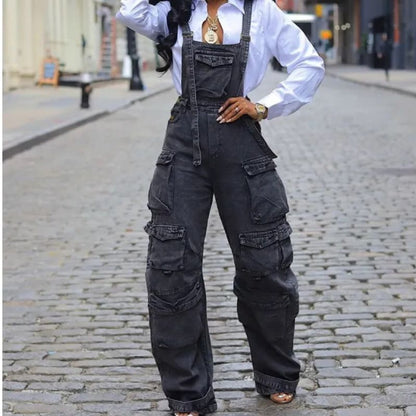 Florence | Fashion Loose Denim Jumpsuit