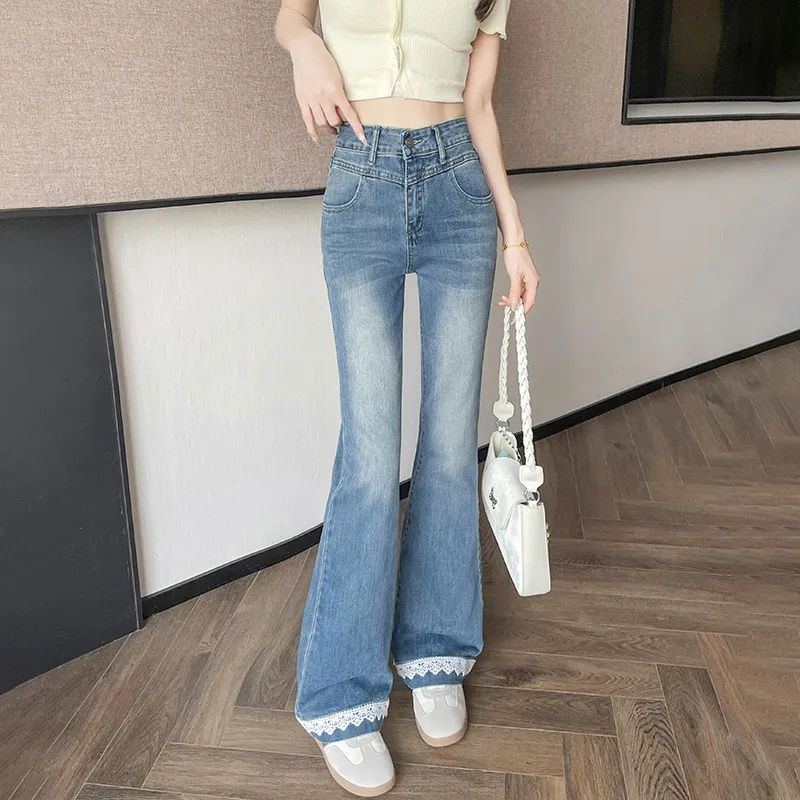 Women’s Lace Denim Bell Bottom Pants
