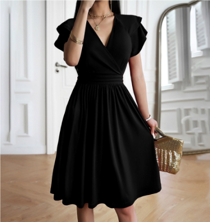 Zita® | Elegant Loose Short-Sleeved Dress With Ruffle