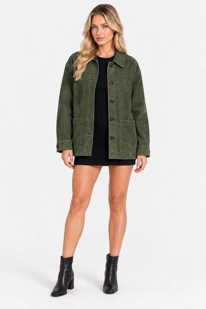 Dianne | Vintage Button-Down Suede Shacket