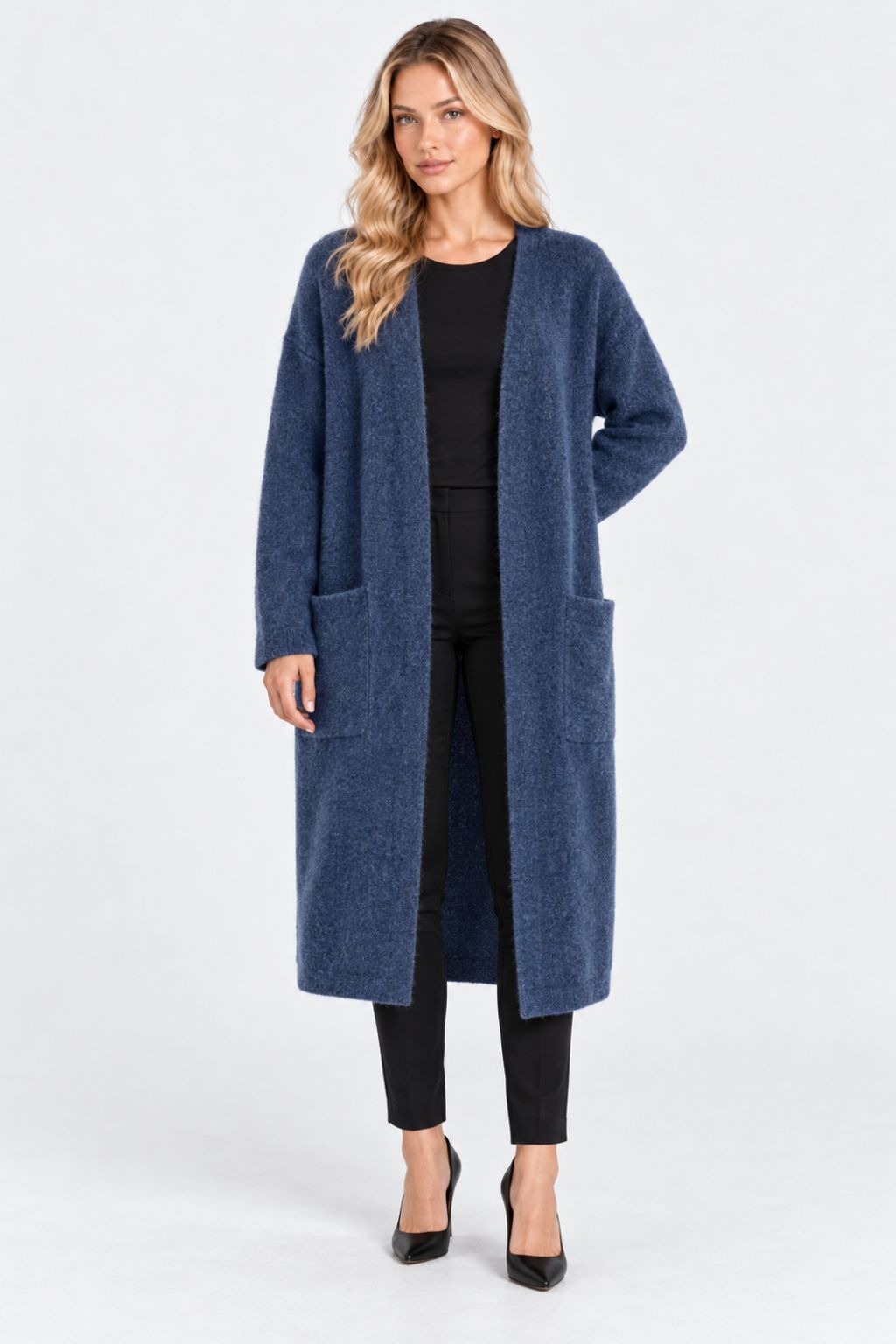 Genevieve® | Relaxed Mid-Length Knitted Cardigan