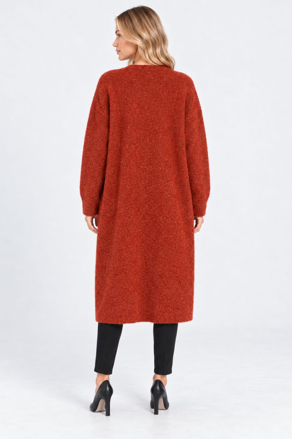 Genevieve® | Relaxed Mid-Length Knitted Cardigan
