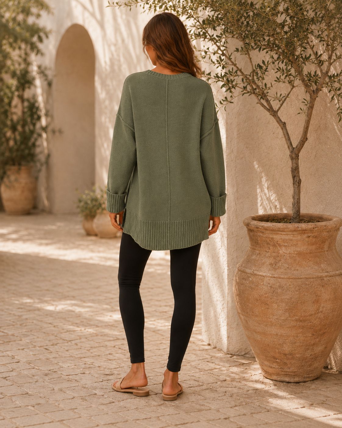 Rosalie Side Slit Loose Wool Knit Pullover Blouse