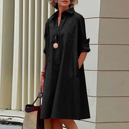 Alba® | Women's midi shirt dress with button placket