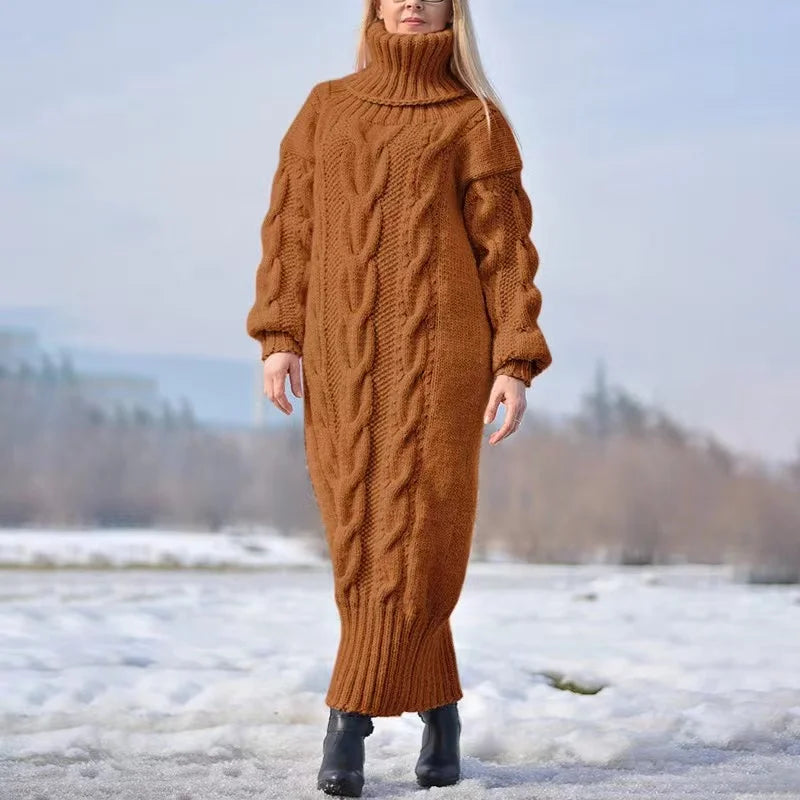 Reina | Winter turtleneck sweater, casual knitted dress
