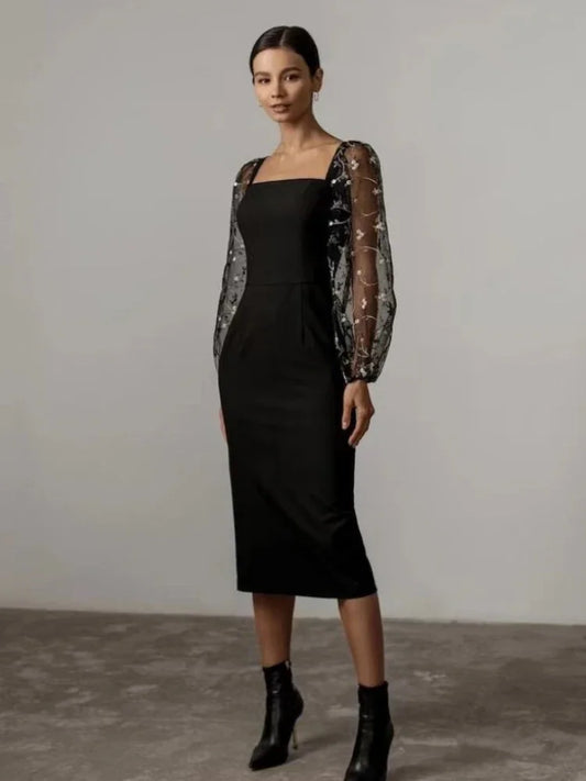 Aurora® | Evening And Party Dress With Square Neckline And Long Sleeves