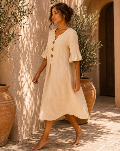 Sienna Cotton Button Beach Dress