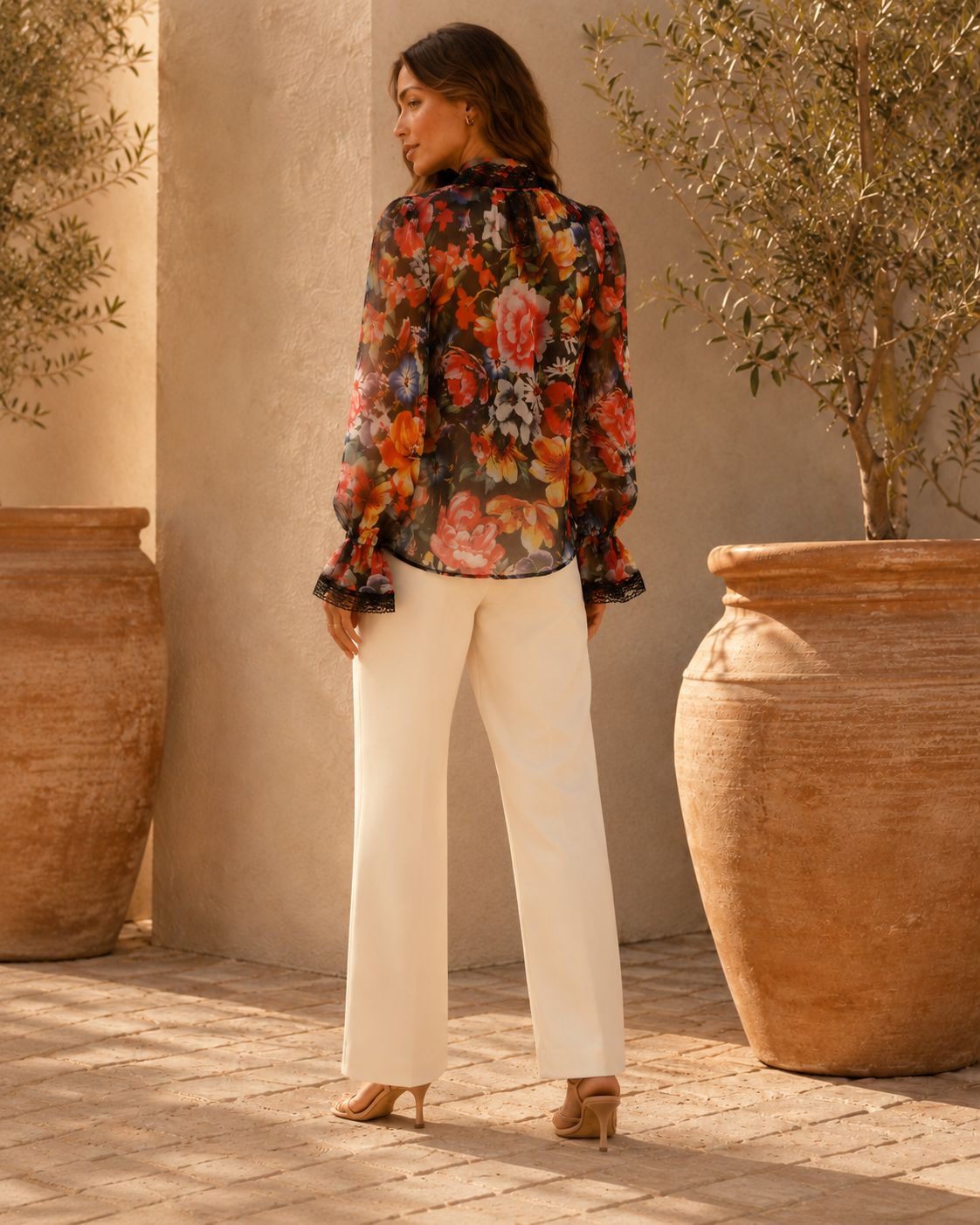 Sienna Vintage Floral Chiffon Shirts
