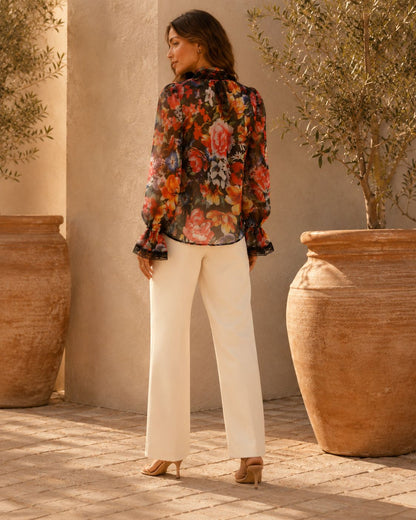Sienna Vintage Floral Chiffon Shirts