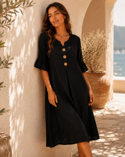 Sienna Cotton Button Beach Dress