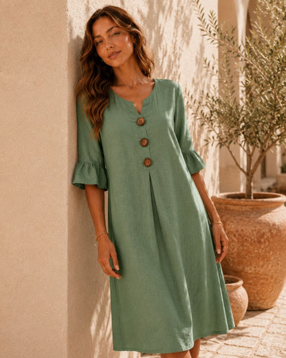 Sienna Cotton Button Beach Dress