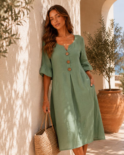 Sienna Cotton Button Beach Dress