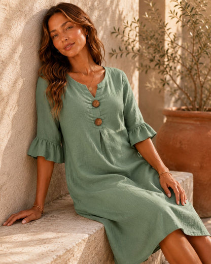 Sienna Cotton Button Beach Dress