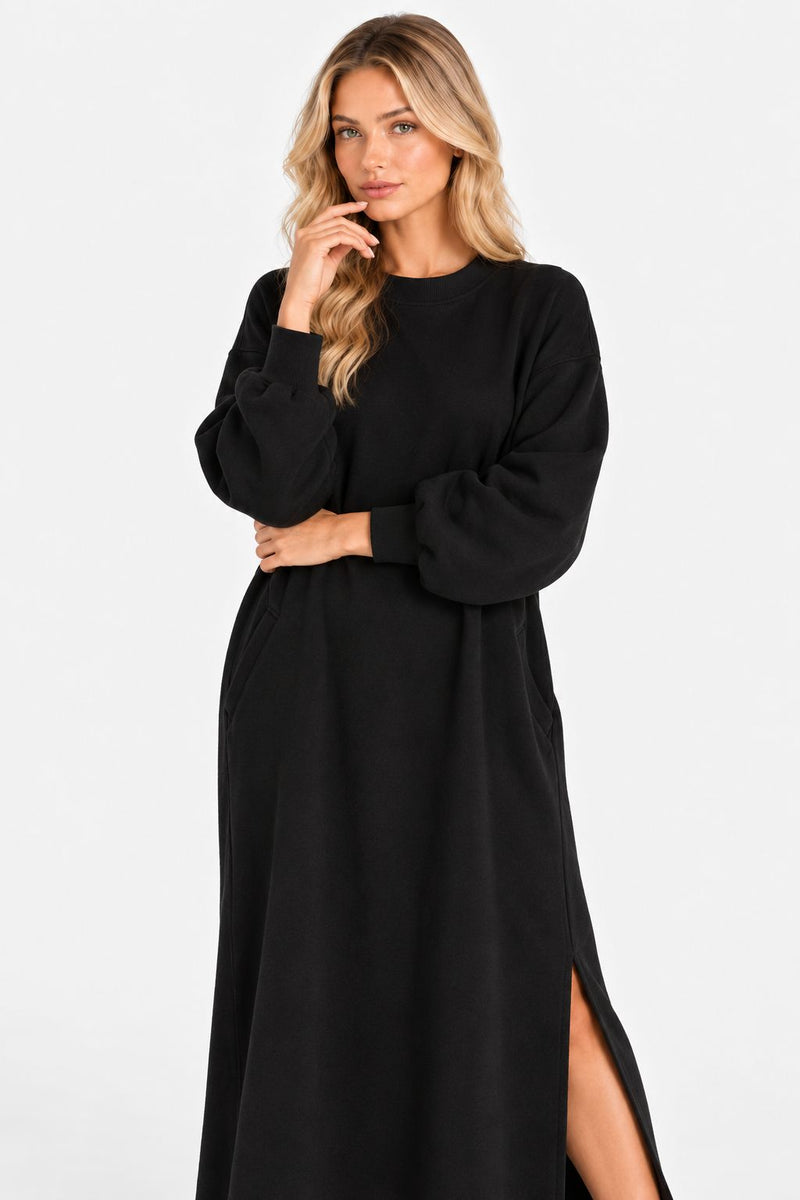 Freya® | Crew-Neck Sweatshirt Dress with Side Slit