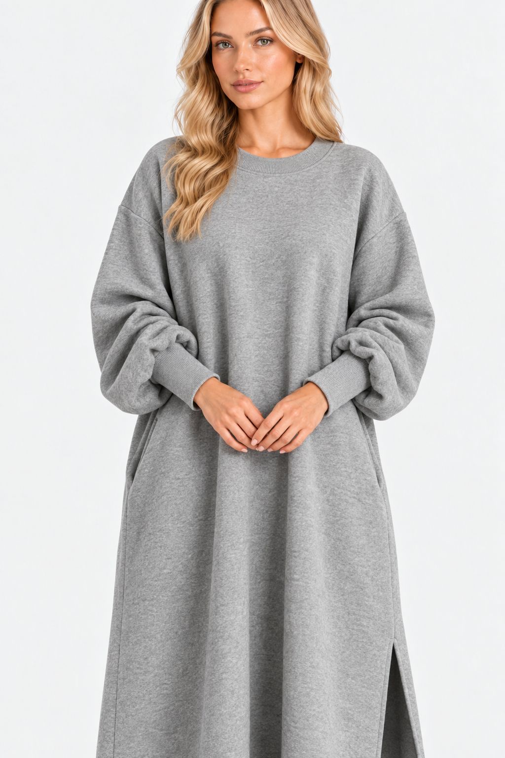 Freya® | Crew-Neck Sweatshirt Dress with Side Slit