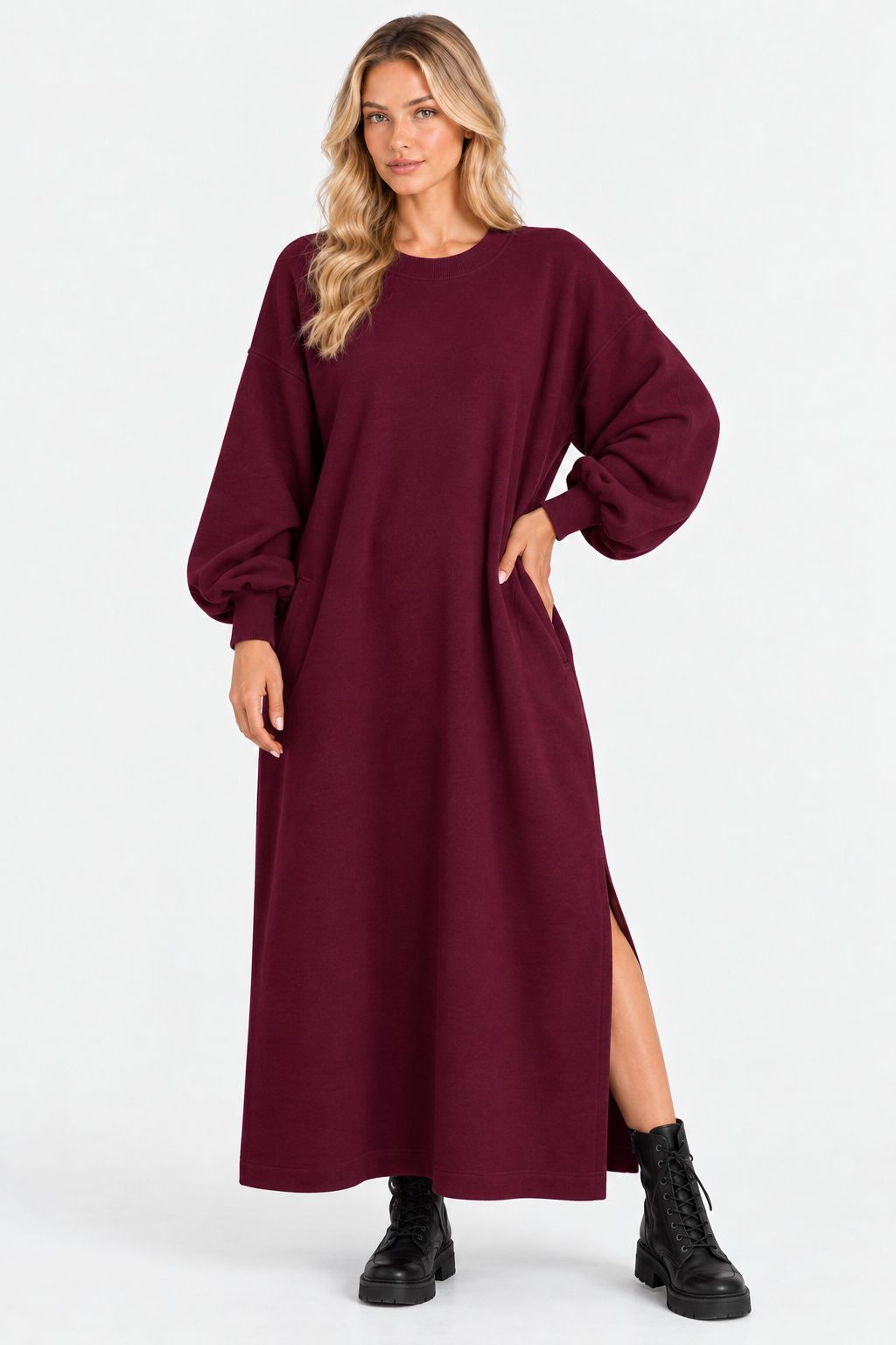 Freya® | Crew-Neck Sweatshirt Dress with Side Slit