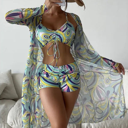Amara | 3-Piece Print Bikini Set with Cover-Up