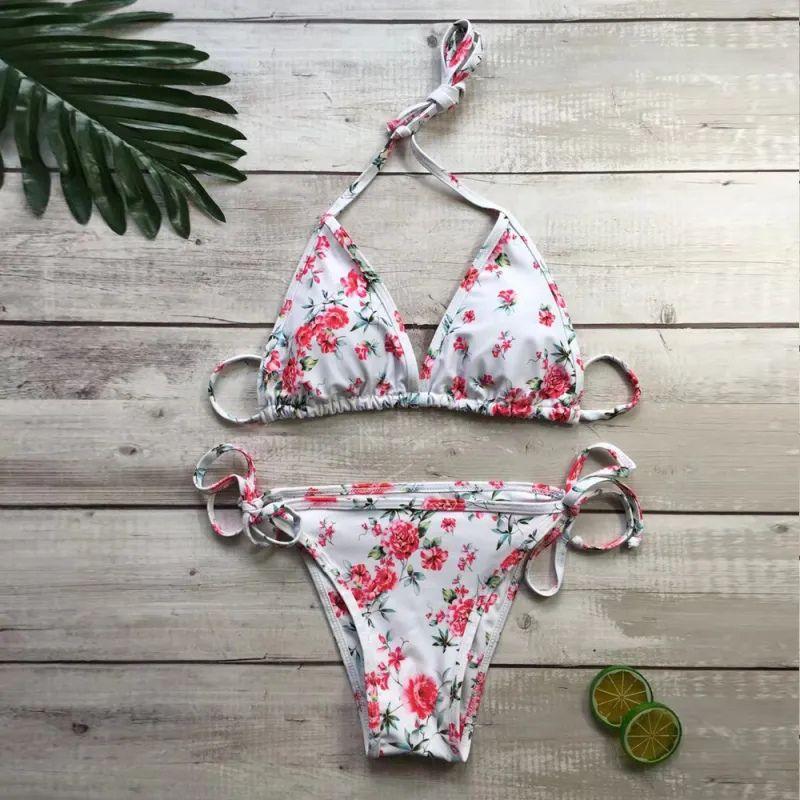 Serena Tropical Halter Bikini Set