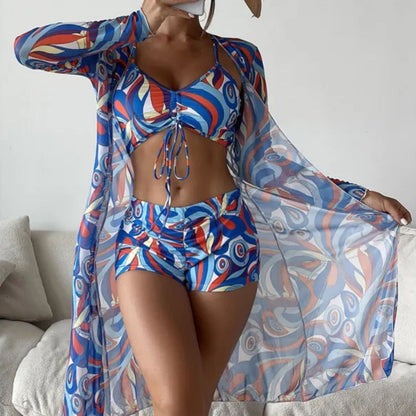 Amara | 3-Piece Print Bikini Set with Cover-Up