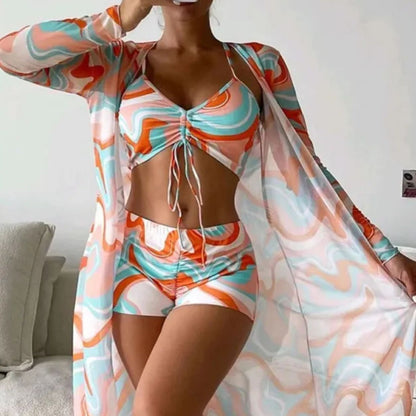 Amara | 3-Piece Print Bikini Set with Cover-Up